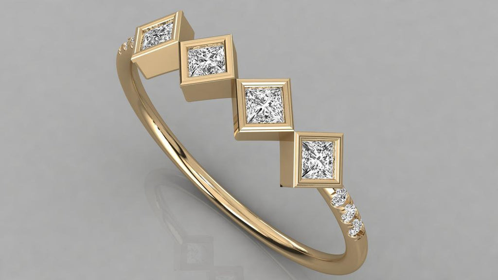 Princess Cut Diamond Ring / 14k Gold Princess Cut Diamond Wedding Ring / Princess Cut Anniversary Band - Jalvi & Co.