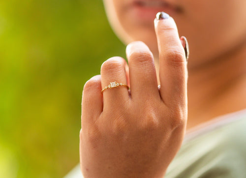 Princess Cut Diamond Wedding Band / 14k Gold Princess Cut and Round Diamond Women's Wedding Ring Available in Rose Gold White Gold - Jalvi & Co.