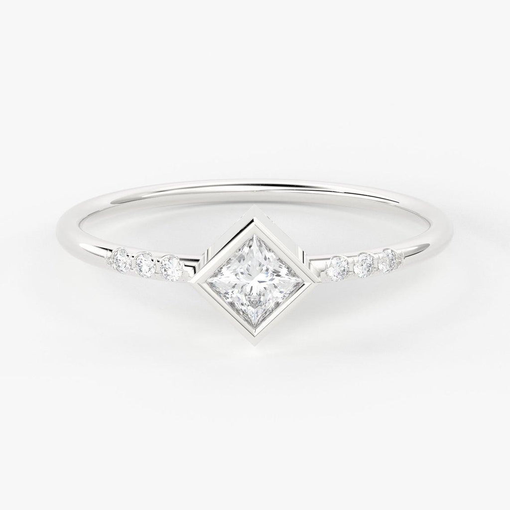 Princess Cut Diamond Wedding Band / 14k Gold Princess Cut Women's Wedding Ring Available in Rose Gold White Gold - Jalvi & Co.