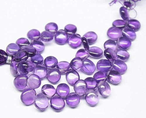 Purple African Amethyst Smooth Pear Drop Gemstone Loose Bead Strand 9mm 10mm 9