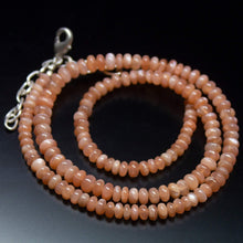 Load image into Gallery viewer, Ready to wear - 19 inch, 4-5mm, Peach Moonstone Smooth Rondelle Beads Necklace, Moonstone Beads - Jalvi &amp; Co.