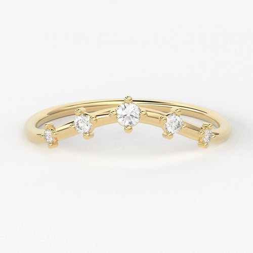 Round Diamond Band in 14k Gold / Brilliant Diamond Ring / Gold Band White Diamond Ring / Round Diamond Wedding Band - Jalvi & Co.