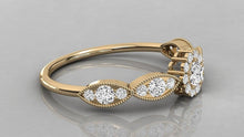 Load image into Gallery viewer, Round Diamond Band in 14k Gold / Floral Diamond Ring / Gold Band White Diamond Ring / Brilliant Diamond Wedding Band - Jalvi &amp; Co.
