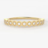 Round Diamond Band in 14k Gold / Hexagon Diamond Ring / Gold Band White Diamond Ring / Diamond Wedding Band