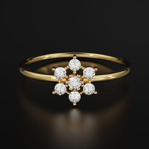 Round Diamond Band in 14k Gold / Round Brilliant Diamond Ring / Gold Band White Diamond Ring / Genuine Diamond Wedding Band - Jalvi & Co.