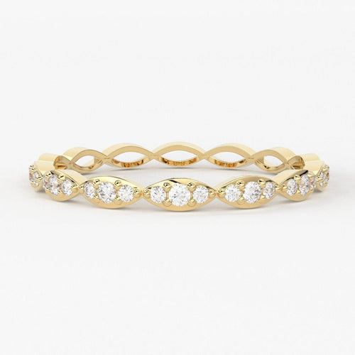 Round Diamond Band in 14k Gold / Round Diamond Ring / Gold Band White Diamond Ring / Round Diamond Wedding Band - Jalvi & Co.