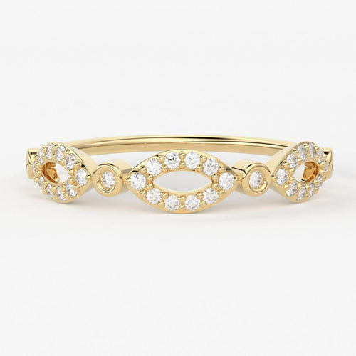 Round Diamond Band in 14k Gold / Round Diamond Ring / Gold Band White Diamond Ring / Round Diamond Wedding Band - Jalvi & Co.