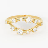 Round Diamond in 14k Gold / Brilliant Diamond Ring / Gold Band White Diamond Ring / Diamond Bezel Set Wedding Band
