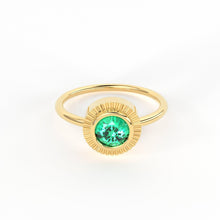 Load image into Gallery viewer, Round Emerald Ring Solitaire / Natural Emerald Engagement Ring / Simple Green Emerald Ring / Zambian Emerald 18k Gold Ring / Boho Ring - Jalvi &amp; Co.