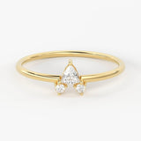 Trillion Diamond Band / 14k Gold Trillion Diamond Women's Wedding Ring / Round and Trillion Diamond Ring / Gold Ring / Gift for her