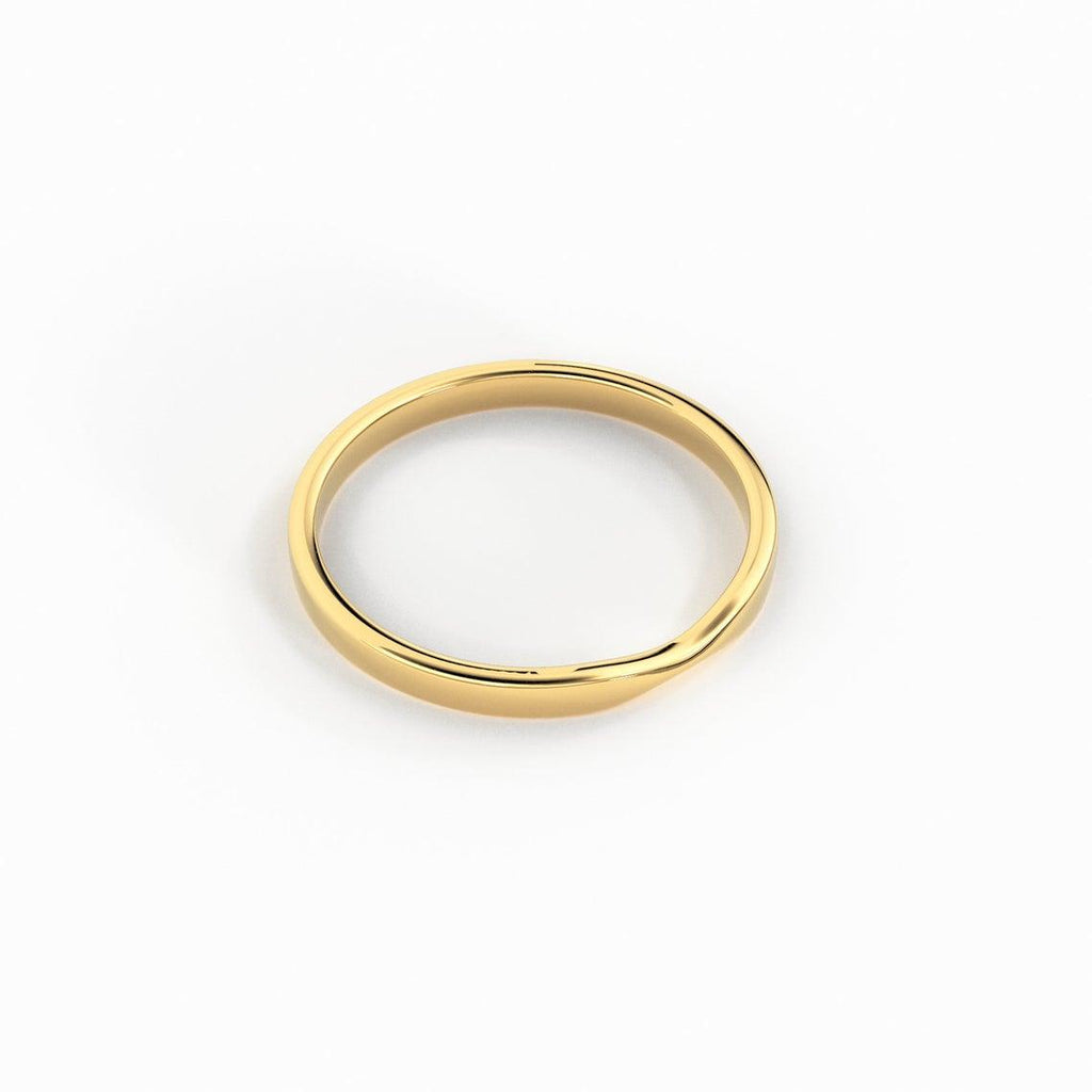 Twisted Gold Wedding Band / 14K Solid Gold Wedding Band / Yellow Gold Ring / Dainty Stacking Ring / Simple Delicate Ring / Thin wedding band - Jalvi & Co.