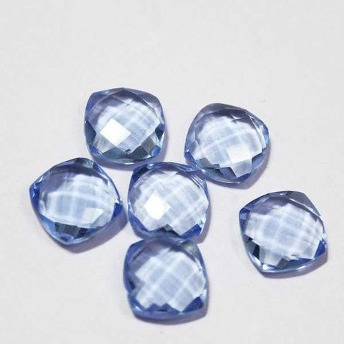 Light Blue Tanzanite Quartz Faceted Cushion Gemstone Matching Beads 6pc 10mm - Jalvi & Co.