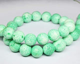 Light Green Lava Rock Smooth Round Loose Gemstone Beads Strand 16