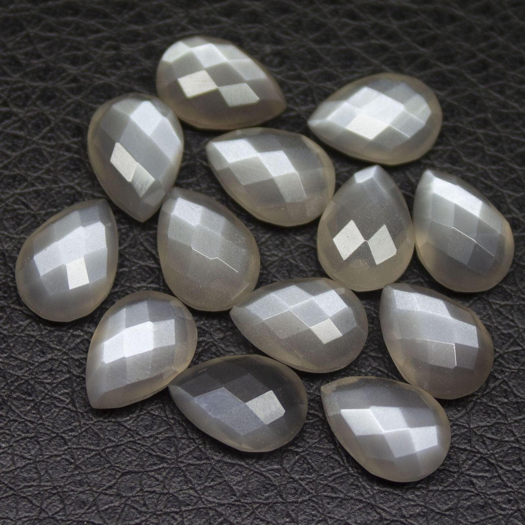 Light Grey Moonstone Checker Pear Drop Side Drilled Gemstone Beads 8pc 10x7mm - Jalvi & Co.