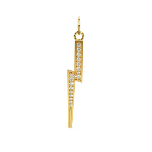 Lightning Diamond Set Solid Gold Charm / Electricity Diamond Gold Charm / Prong Set Charm / Diamond Jewelry / Diamond Gold Necklace - Jalvi & Co.