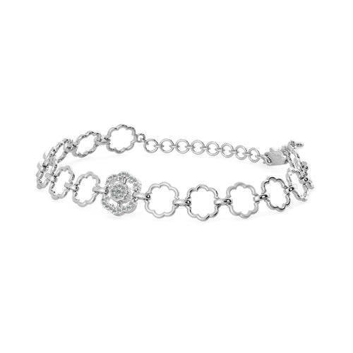 Link Bracelet 14k Solid White Gold Handmade, Link Bracelet, Gold Bracelet, Diamond Bracelet, Designer Bracelet - Jalvi & Co.