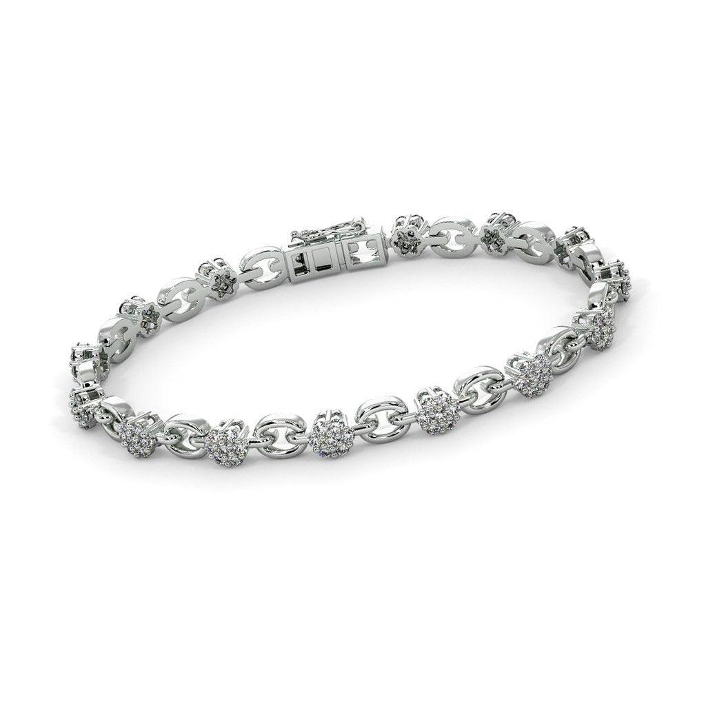 Links Tennis Bracelet Diamond 14k Solid White Gold Handmade, Tennis Bracelet, Designer Bracelet, White Gold Bracelet, Diamond Bracelet - Jalvi & Co.