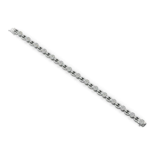 Links Tennis Bracelet Diamond 14k Solid White Gold Handmade, Tennis Bracelet, Designer Bracelet, White Gold Bracelet, Diamond Bracelet - Jalvi & Co.