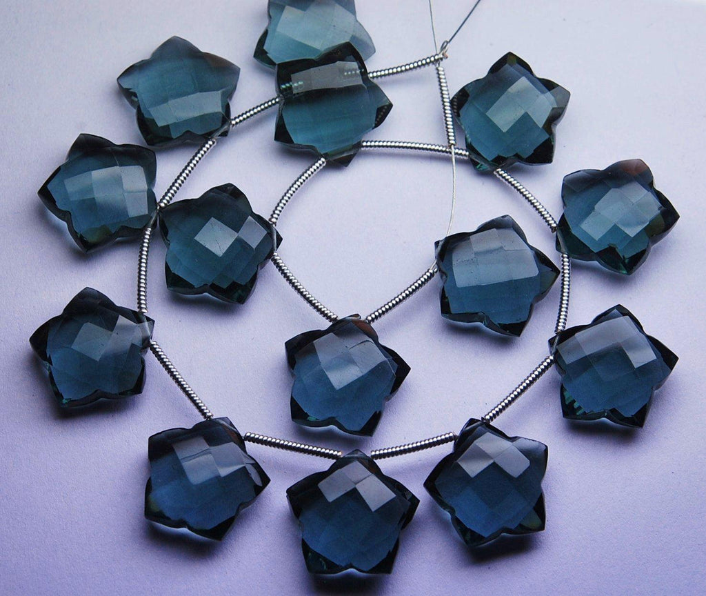 London Blue Quartz Faceted Star Briolette Gemstone Loose Pair Beads 1 Pair 12mm - Jalvi & Co.