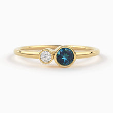 Load image into Gallery viewer, London Blue Topaz and Diamond Birthstone Ring / 14K Gold London Blue Topaz and Diamond Gift for Her / December Birthstone Ring - Jalvi &amp; Co.