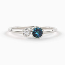 Load image into Gallery viewer, London Blue Topaz and Diamond Birthstone Ring / 14K Gold London Blue Topaz and Diamond Gift for Her / December Birthstone Ring - Jalvi &amp; Co.