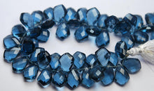 Load image into Gallery viewer, London Blue Topaz Color Quartz Faceted Kite Shield Briolette Drop Loose Gemstone Beads 14pc 14x10mm - Jalvi &amp; Co.