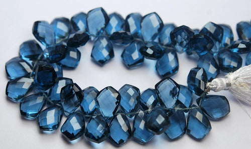 London Blue Topaz Color Quartz Faceted Kite Shield Briolette Drop Loose Gemstone Beads 14pc 14x10mm - Jalvi & Co.