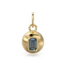 Load image into Gallery viewer, London Blue Topaz Emerald 18k Gold Bauble Ball Gold Charm / Blue Gemstone Handmade Gold Pendant / 14k Jewelry Making November Birthstone - Jalvi &amp; Co.