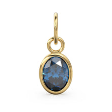 Load image into Gallery viewer, London Blue Topaz Oval Solid Gold Charm / Natural Blue Gemstone Handmade Gold Pendant / 1pc 14k Solid Yellow Gold Jewelry Making Findings - Jalvi &amp; Co.