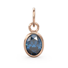 Load image into Gallery viewer, London Blue Topaz Oval Solid Gold Charm / Natural Blue Gemstone Handmade Gold Pendant / 1pc 14k Solid Yellow Gold Jewelry Making Findings - Jalvi &amp; Co.