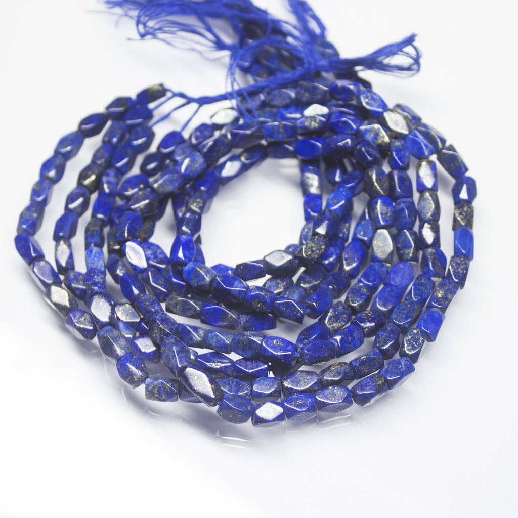 LPS6564 4 Strands Natural Blue Lapis Lazuli Smooth Rectangle Beads 6mm 7mm 14inches - Jalvi & Co.