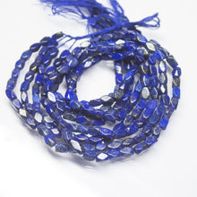 Load image into Gallery viewer, LPS6564 4 Strands Natural Blue Lapis Lazuli Smooth Rectangle Beads 6mm 7mm 14inches - Jalvi &amp; Co.