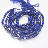 LPS6564 4 Strands Natural Blue Lapis Lazuli Smooth Rectangle Beads 6mm 7mm 14inches