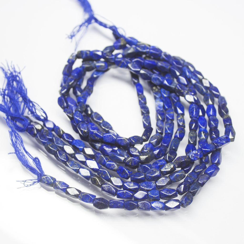 LPS6564 4 Strands Natural Blue Lapis Lazuli Smooth Rectangle Beads 6mm 7mm 14inches - Jalvi & Co.