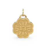 Lucky Number 13 Solid Gold 14k 18k Milgrain Design Flower Shape Pendant / Gold Pendant / Lucky Number Pendant