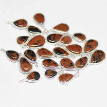 Load image into Gallery viewer, Marconi Obsidian Pear 925 Sterling Silver Bezel Charm Pendant 10pc 6mm 8mm - Jalvi &amp; Co.
