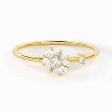 Load image into Gallery viewer, Marquise Cut Diamond Wedding Band / 14k Gold Round and Marquise Women&#39;s Wedding Cluster Ring Available in Rose Gold White Gold - Jalvi &amp; Co.