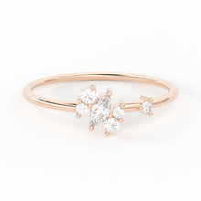 Load image into Gallery viewer, Marquise Cut Diamond Wedding Band / 14k Gold Round and Marquise Women&#39;s Wedding Cluster Ring Available in Rose Gold White Gold - Jalvi &amp; Co.