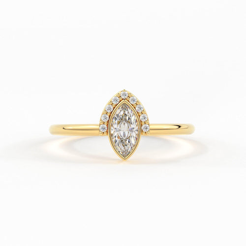 Marquise Damond Ring / 18k Gold Stackable Diamond Micro Pave Ring / Crown Micro Pave Diamond Ring in Rose Gold / Stacking Ring / Crown Ring - Jalvi & Co.