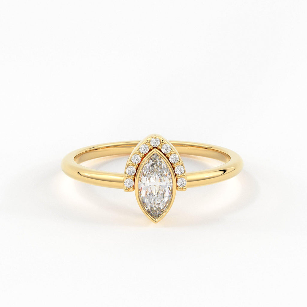 Marquise Damond Ring / 18k Gold Stackable Diamond Micro Pave Ring / Crown Micro Pave Diamond Ring in Rose Gold / Stacking Ring / Crown Ring - Jalvi & Co.