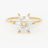 Marquise Diamond Band in 14k Gold / Floral Gold Diamond Ring / Gold Band White Diamond Ring / Marquise Diamond Wedding Band