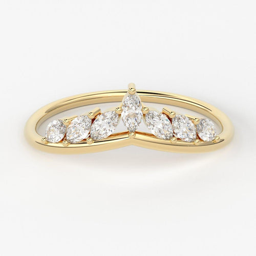 Marquise Diamond Band in 14k Gold / Marquise Diamond Ring / Gold Band White Diamond Ring / Marquise Diamond Wedding Band - Jalvi & Co.