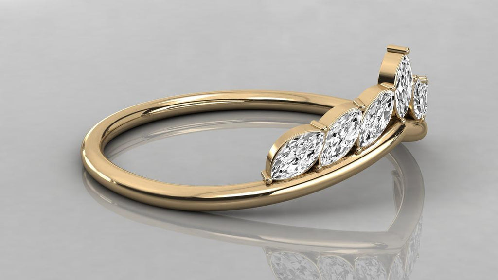 Marquise Diamond Band in 14k Gold / Marquise Diamond Ring / Gold Band White Diamond Ring / Marquise Diamond Wedding Band - Jalvi & Co.