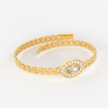 Load image into Gallery viewer, Marquise Diamond Bracelet / Evil Eye Diamond Bracelet 14k Gold / Good Luck Charm Bracelet / Halo Diamond Bracelet / Cuban Chain Diamond Bracelet - Jalvi &amp; Co.