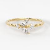 Marquise Diamond Ring / 14k Solid Gold Marquise & Round Diamond Prong Women's Wedding Ring