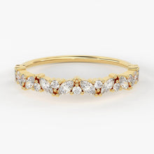 Load image into Gallery viewer, Marquise Diamond Ring / Marquise Diamond Wedding Ring in 14K Solid Gold / Alternating Marquise Round Diamond Ring 14K Gold / Stackable Band - Jalvi &amp; Co.