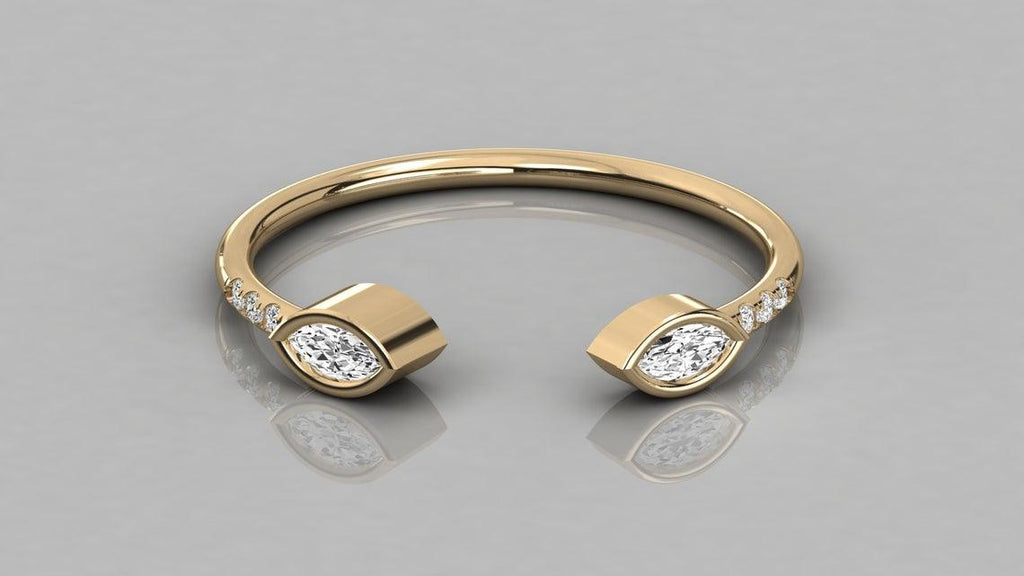 Marquise Diamond Wedding Ring / 14k Marquise Cut Diamond Engagement Ring / Open Design Ring / Women's Diamond Anniversary Ring - Jalvi & Co.