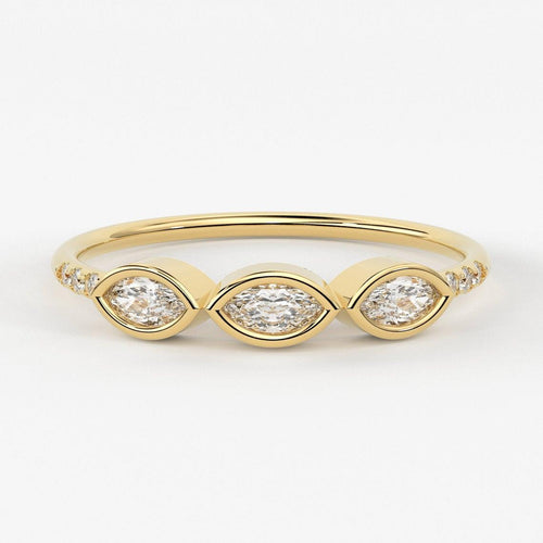 Marquise Diamond Wedding Ring / 14k Marquise Cut Diamond Engagement Ring / Women's Diamond Anniversary Ring - Jalvi & Co.