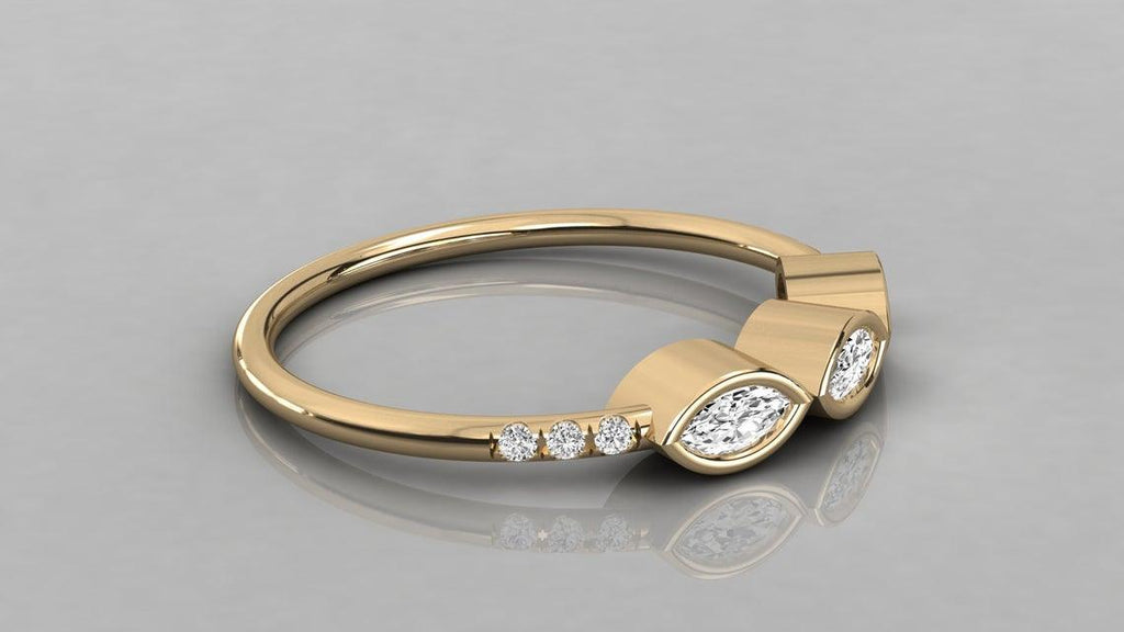 Marquise Diamond Wedding Ring / 14k Marquise Cut Diamond Engagement Ring / Women's Diamond Anniversary Ring - Jalvi & Co.