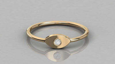 Marquise Ring / 14k Gold Round Diamond Ring / Diamond Stackable Ring / Diamond Wedding Band - Jalvi & Co.